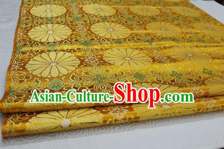 Chinese Traditional Palace Pattern Tang Suit Cheongsam Kimono Golden Brocade Fabric, Chinese Ancient Costume Hanfu Satin Material