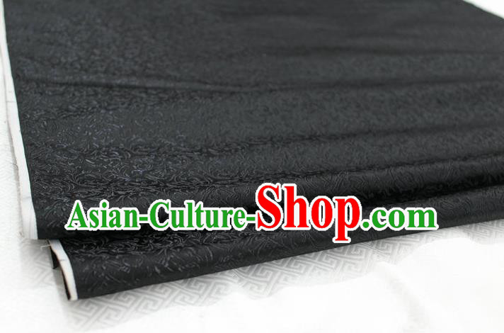 Chinese Traditional Palace Pattern Tang Suit Cheongsam Black Brocade Fabric, Chinese Ancient Costume Hanfu Satin Material