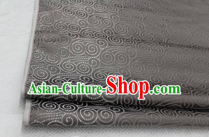 Chinese Traditional Palace Auspicious Clouds Pattern Tang Suit Mongolian Robe Grey Brocade Fabric, Chinese Ancient Costume Hanfu Material