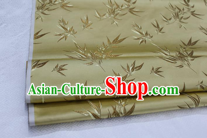 Chinese Traditional Palace Bamboo Pattern Tang Suit Cheongsam Light Golden Brocade Fabric, Chinese Ancient Costume Hanfu Material