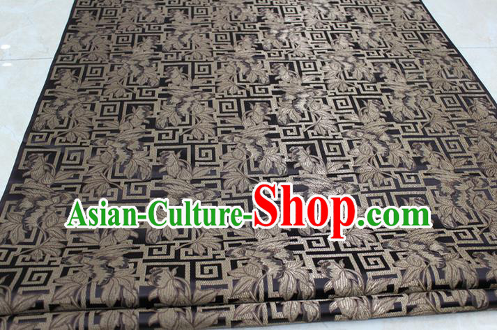 Chinese Traditional Ancient Costume Palace Leaf Pattern Cheongsam Mongolian Robe Coffee Brocade Tang Suit Fabric Hanfu Material