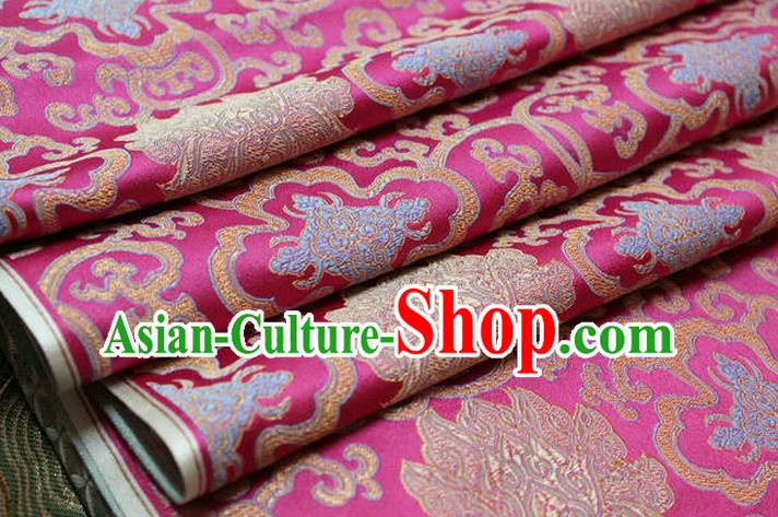 Chinese Traditional Ancient Costume Palace Lotus Pattern Mongolian Robe Cheongsam Pink Brocade Tang Suit Fabric Hanfu Material