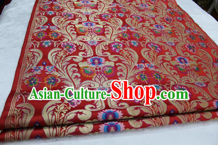 Chinese Traditional Ancient Costume Palace Flower Pattern Xiuhe Suit Red Nanjing Brocade Cheongsam Satin Fabric Hanfu Material