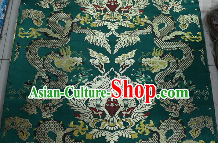 Chinese Traditional Ancient Costume Palace Dragons Pattern Mandarin Jacket Tibetan Robe Green Brocade Tang Suit Fabric Hanfu Material