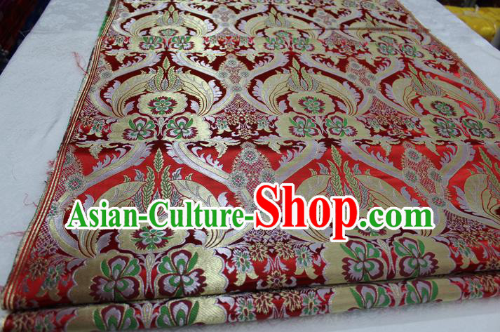 Chinese Traditional Ancient Costume Palace Pattern Cheongsam Tibetan Robe Red Brocade Tang Suit Fabric Hanfu Material