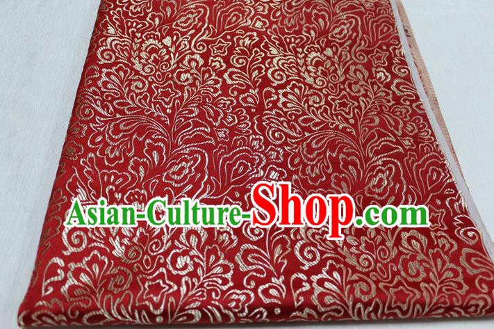 Chinese Traditional Ancient Costume Palace Phoenix Flower Pattern Tang Suit Red Brocade Cheongsam Satin Fabric Hanfu Material