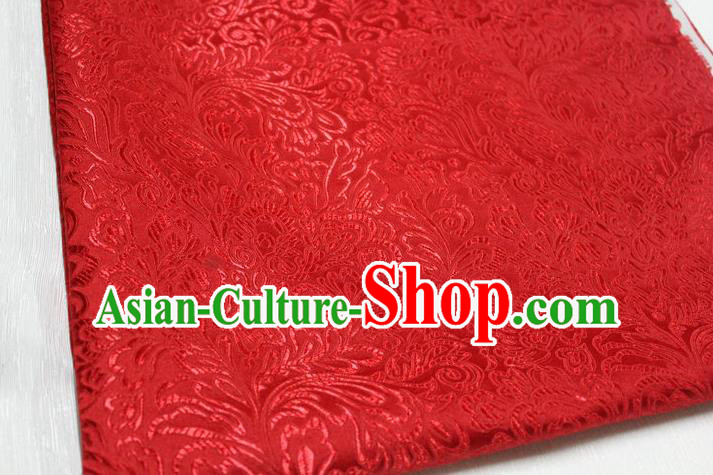 Chinese Traditional Ancient Costume Palace Phoenix Flower Pattern Tang Suit Brocade Cheongsam Red Satin Fabric Hanfu Material
