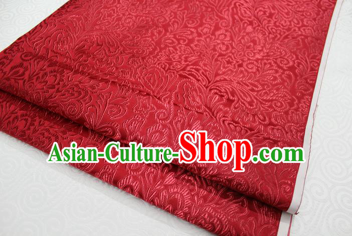 Chinese Traditional Ancient Costume Palace Phoenix Flower Pattern Tang Suit Purplish Red Brocade Cheongsam Satin Fabric Hanfu Material