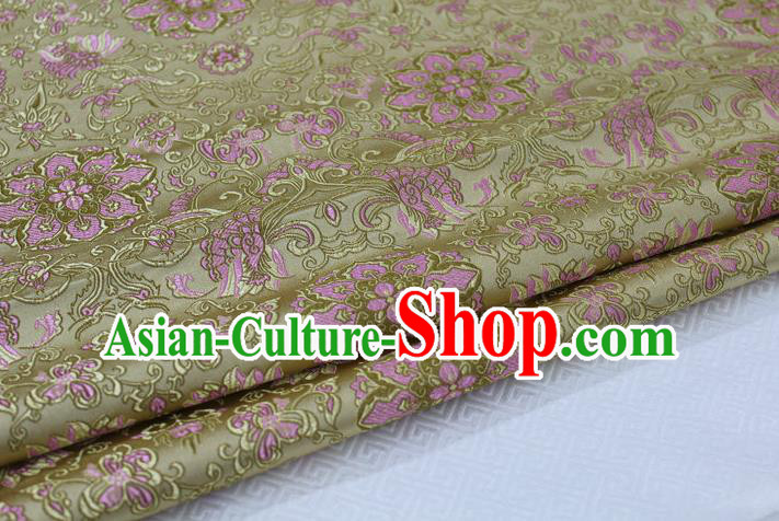 Chinese Traditional Ancient Costume Palace Flower Pattern Tang Suit Golden Nanjing Brocade Cheongsam Satin Fabric Hanfu Material