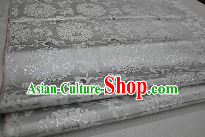 Chinese Traditional Ancient Costume Palace Pattern Xiuhe Suit White Brocade Cheongsam Satin Mongolian Robe Fabric Hanfu Material
