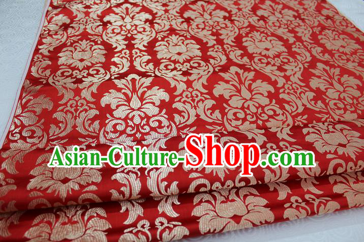 Chinese Traditional Ancient Costume Palace Pattern Xiuhe Suit Red Brocade Cheongsam Satin Fabric Hanfu Material