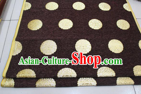 Chinese Traditional Ancient Costume Palace Pattern Brown Brocade Mongolian Robe Satin Fabric Hanfu Material