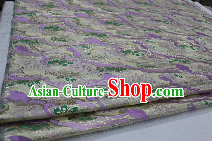Chinese Traditional Ancient Costume Palace Pattern Kimono Cheongsam Purple Brocade Tang Suit Satin Fabric Hanfu Material