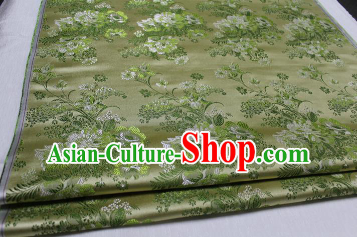 Chinese Traditional Ancient Costume Palace Flowers Pattern Light Green Brocade Tang Suit Satin Cheongsam Fabric Hanfu Material