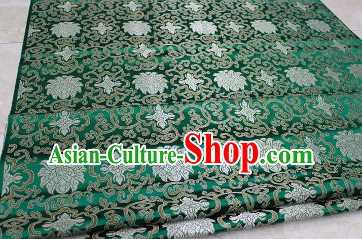 Chinese Traditional Ancient Costume Palace Pattern Mongolian Robe Green Brocade Tang Suit Satin Cheongsam Fabric Hanfu Material