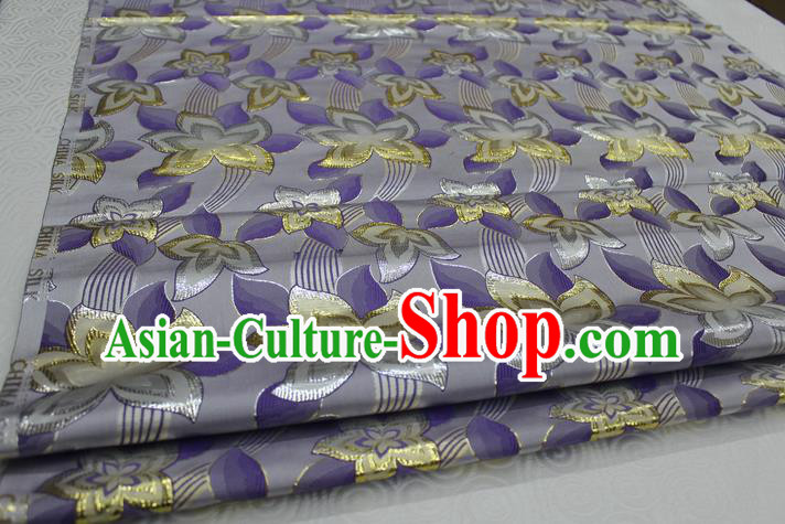 Chinese Traditional Ancient Costume Royal Flowers Pattern Tang Suit Mongolian Robe Purple Brocade Satin Fabric Hanfu Material