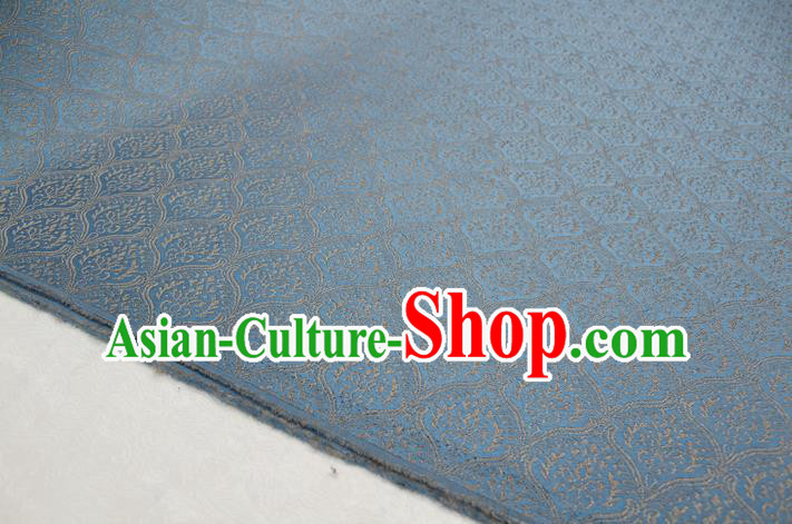 Chinese Traditional Clothing Mongolian Robe Tang Suit Light Blue Brocade Ancient Costume Palace Pattern Satin Fabric Hanfu Material