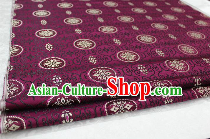 Chinese Traditional Ancient Costume Royal Palace Pattern Mongolian Robe Purple Brocade Tibetan Robe Satin Fabric Hanfu Material