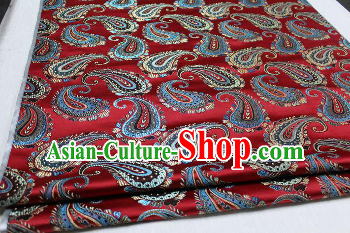 Chinese Traditional Ancient Costume Royal Palace Pipa Flower Pattern Mongolian Robe Red Brocade Satin Fabric Hanfu Material