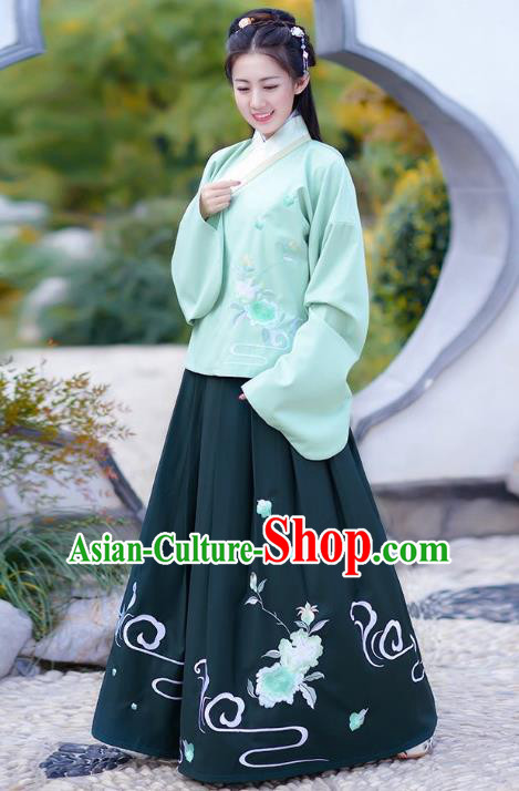 Traditional Chinese Ming Dynasty Young Lady Princess Hanfu Embroidered Costume for Women