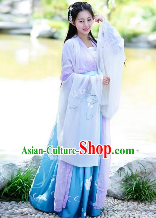 Traditional Chinese Tang Dynasty Imperial Princess Palace Lady Hanfu Embroidered Costume for Women