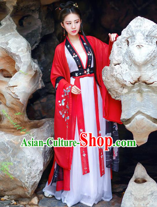 Traditional Chinese Tang Dynasty Imperial Consort Hanfu Embroidered Costume Complete Set for Women