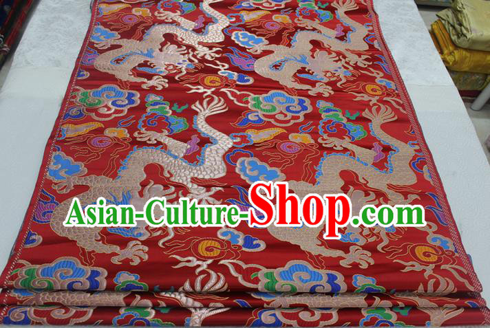 Chinese Traditional Wedding Clothing Palace Dragon Pattern Xiuhe Suit Cheongsam Brocade Ancient Costume Satin Fabric Hanfu Material