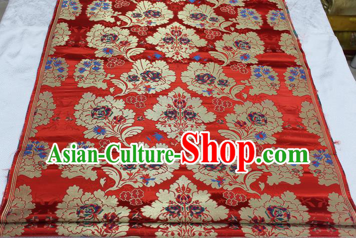 Chinese Traditional Clothing Palace Phoenix Pattern Tang Suit Cheongsam Red Nanjing Brocade Ancient Costume Satin Fabric Hanfu Material