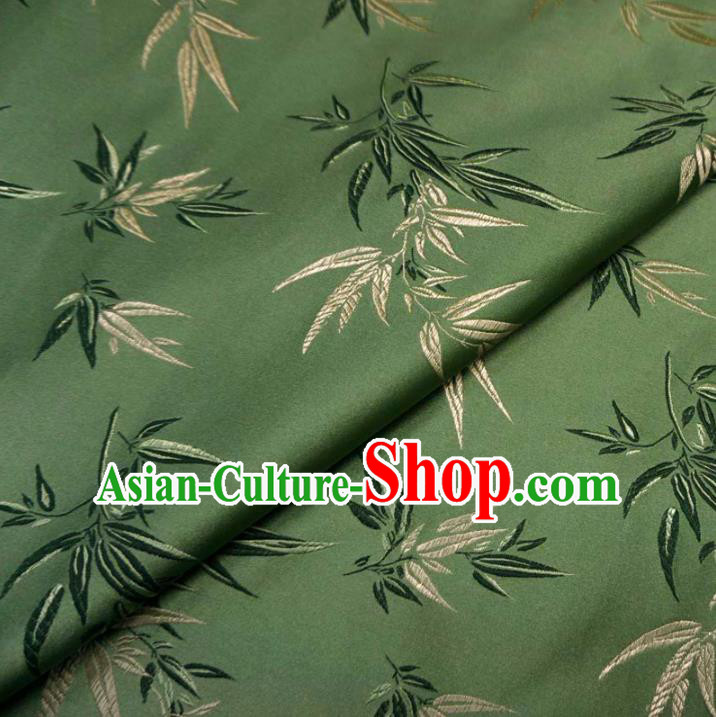 Chinese Traditional Clothing Palace Bamboo Pattern Tang Suit Green Brocade Ancient Costume Cheongsam Satin Fabric Hanfu Material