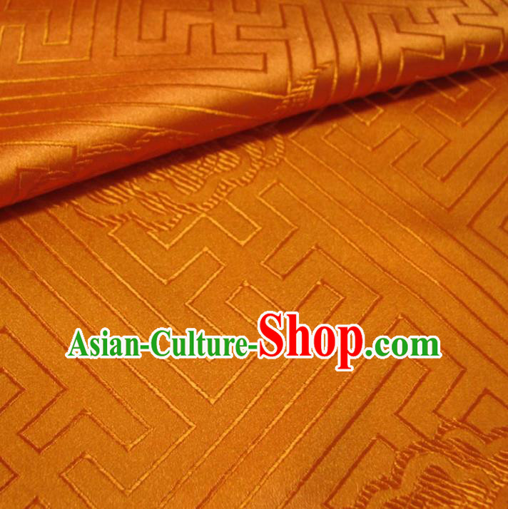 Chinese Traditional Clothing Royal Court Pattern Tang Suit Orange Brocade Ancient Costume Cheongsam Satin Fabric Hanfu Material