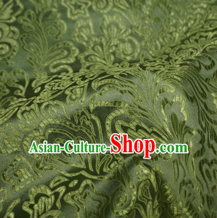 Chinese Traditional Clothing Royal Court Pattern Tang Suit Green Brocade Ancient Costume Cheongsam Satin Fabric Hanfu Material