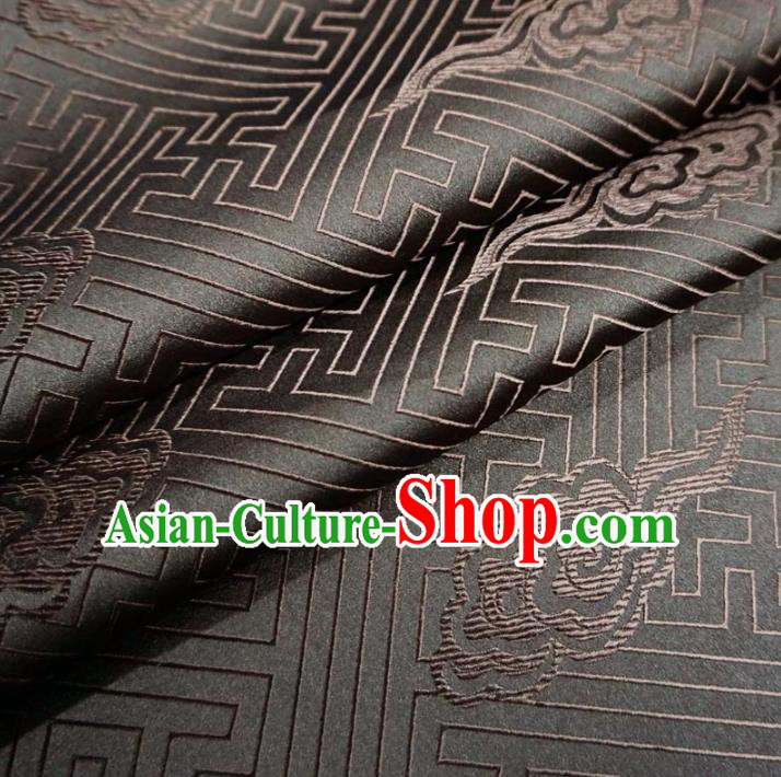Chinese Traditional Clothing Royal Court Clouds Pattern Tang Suit Brown Brocade Ancient Costume Cheongsam Satin Fabric Hanfu Material