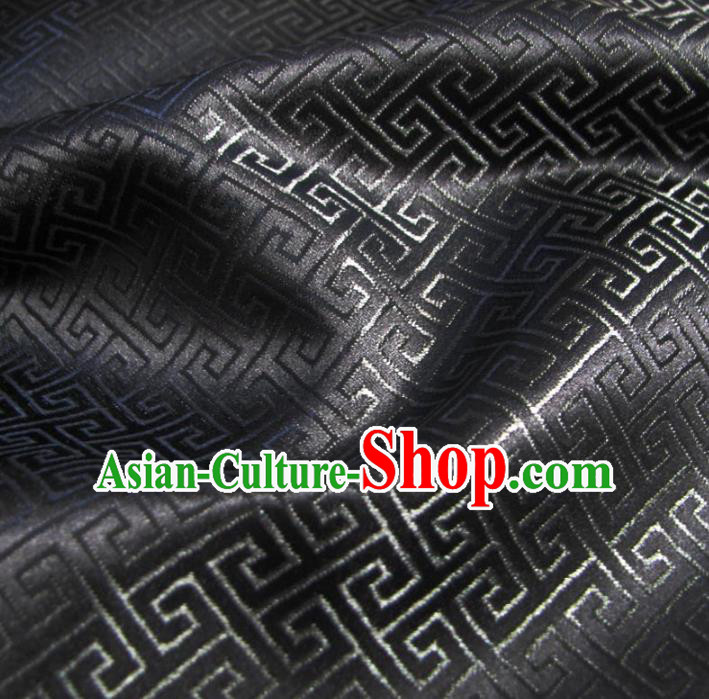Chinese Traditional Clothing Royal Court Pattern Tang Suit Black Brocade Ancient Costume Cheongsam Satin Fabric Hanfu Material