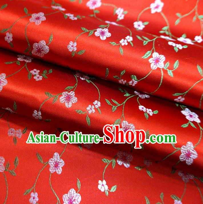 Chinese Traditional Clothing Royal Court Wintersweet Pattern Tang Suit Red Brocade Ancient Costume Cheongsam Satin Fabric Hanfu Material