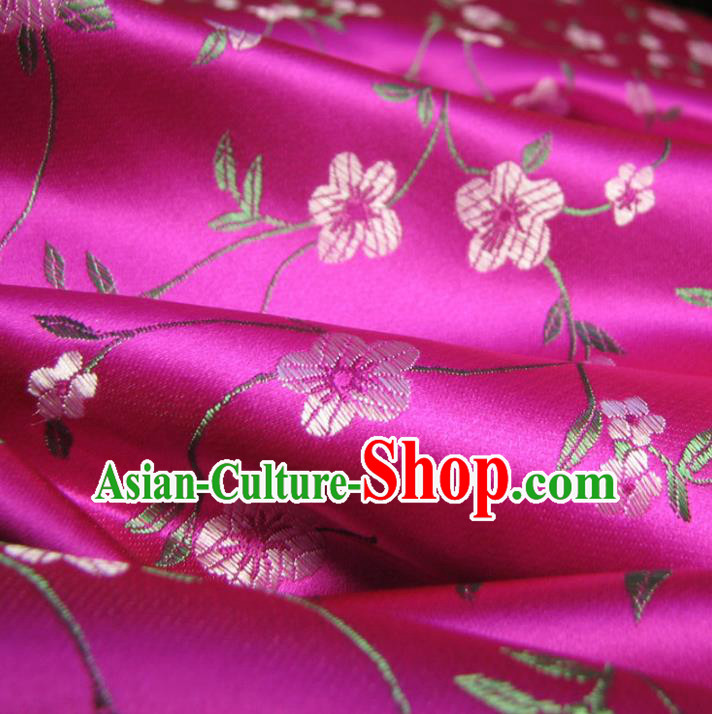 Chinese Traditional Clothing Royal Court Wintersweet Pattern Tang Suit Rosy Brocade Ancient Costume Cheongsam Satin Fabric Hanfu Material