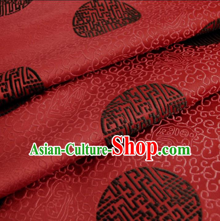 Chinese Traditional Royal Court Pattern Wine Red Brocade Ancient Costume Tang Suit Cheongsam Bourette Fabric Hanfu Material