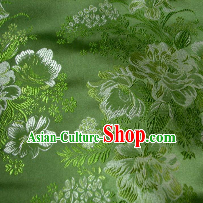Chinese Traditional Royal Court Flowers Pattern Green Brocade Xiuhe Suit Fabric Ancient Costume Tang Suit Cheongsam Hanfu Material