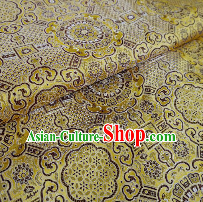 Chinese Traditional Royal Court Pattern Yellow Brocade Xiuhe Suit Fabric Ancient Costume Tang Suit Cheongsam Hanfu Material