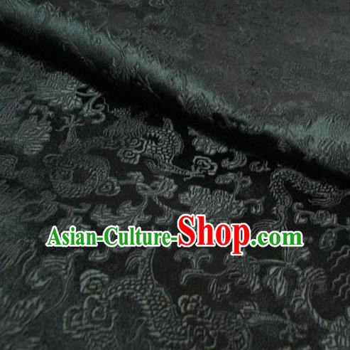Chinese Traditional Royal Palace Dragons Pattern Design Black Brocade Fabric Ancient Costume Tang Suit Cheongsam Hanfu Material