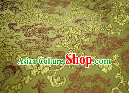 Chinese Traditional Royal Palace Dragons Pattern Design Yellow Brocade Fabric Ancient Costume Tang Suit Cheongsam Hanfu Material