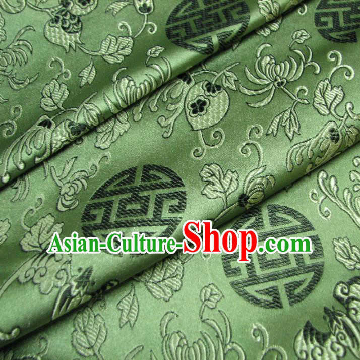 Chinese Traditional Royal Palace Auspicious Pattern Design Hanfu Green Brocade Fabric Ancient Costume Tang Suit Cheongsam Material