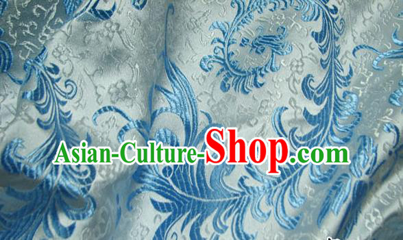 Chinese Traditional Royal Palace Blue Ombre Flowers Pattern Design Hanfu Brocade Fabric Ancient Costume Tang Suit Cheongsam Material