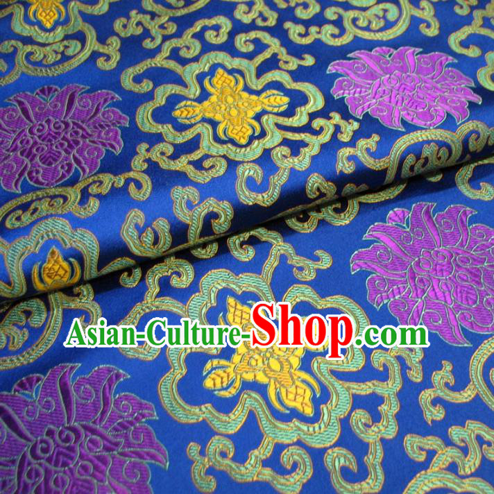 Chinese Traditional Palace Pattern Hanfu Royalblue Brocade Mongolian Robe Fabric Ancient Costume Tang Suit Cheongsam Material