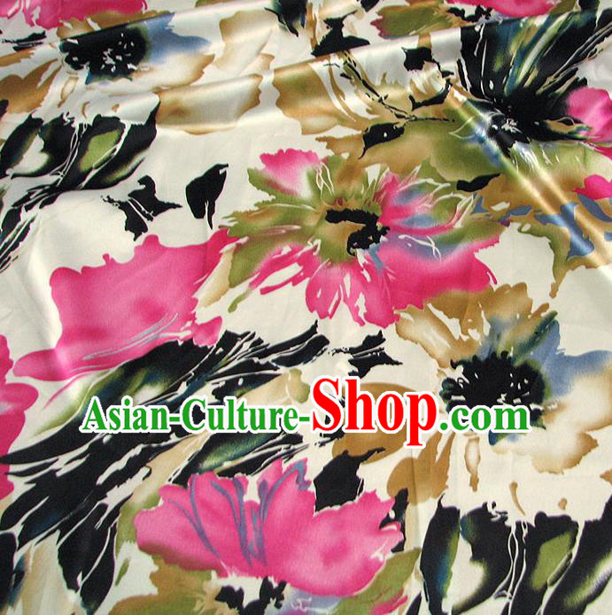 Chinese Traditional Royal Palace Printing Flowers Design Hanfu Black Brocade Fabric Ancient Costume Tang Suit Cheongsam Material