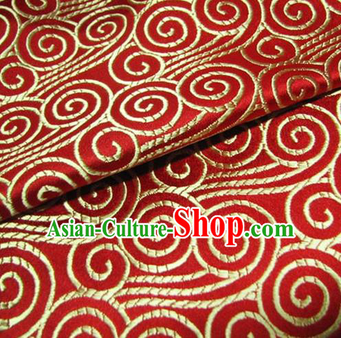 Chinese Traditional Palace Auspicious Cloud Pattern Design Hanfu Red Brocade Mongolian Robe Fabric Ancient Costume Tang Suit Cheongsam Material