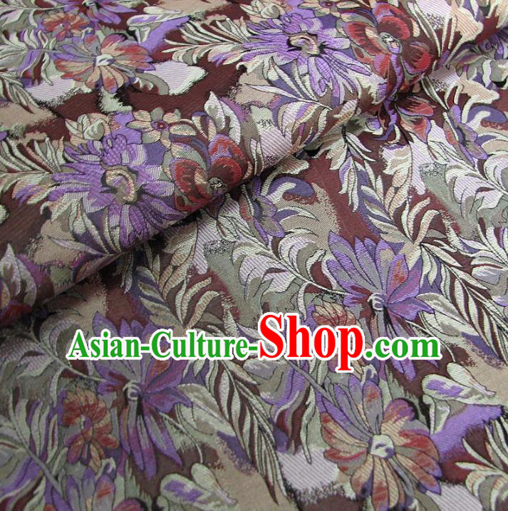 Chinese Traditional Palace Flowers Pattern Design Hanfu Purple Brocade Fabric Ancient Costume Tang Suit Cheongsam Material