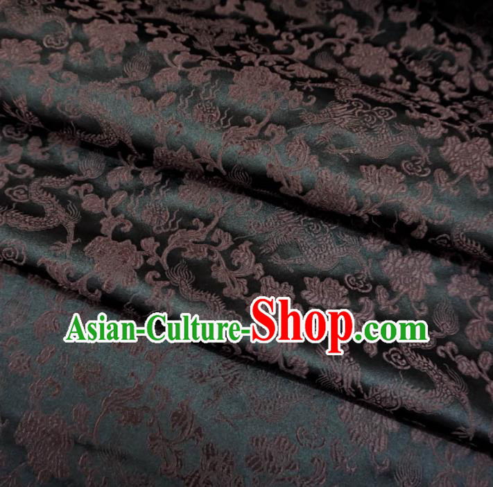 Chinese Traditional Palace Dragons Pattern Hanfu Black Brocade Fabric Ancient Costume Tang Suit Cheongsam Material