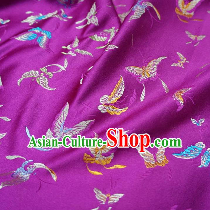 Chinese Traditional Palace Butterfly Pattern Hanfu Rosy Brocade Fabric Ancient Costume Tang Suit Cheongsam Material