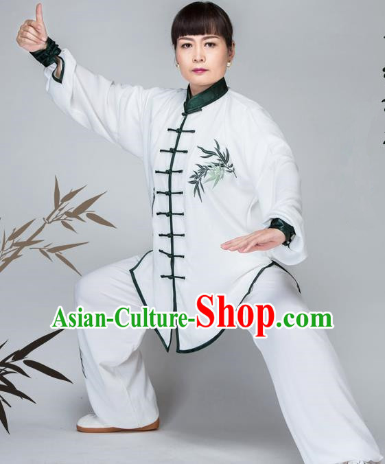 Traditional Chinese Kung Fu Embroidered Costume, China Martial Arts Green Uniform Tai Ji Tang Suit Plated Buttons Clothing for Women
