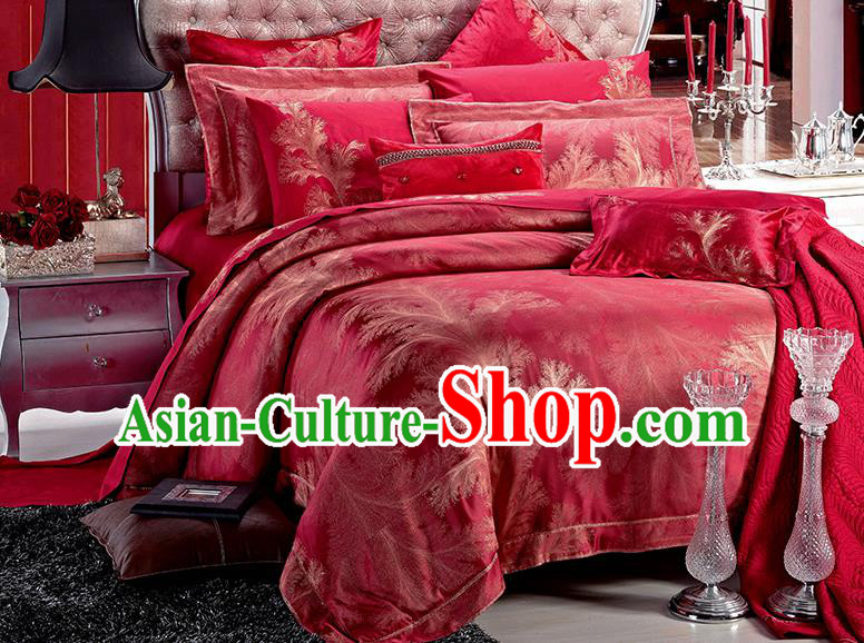 Traditional Asian Chinese Wedding Palace Qulit Cover Bedding Sheet Ten-piece Duvet Cover Textile Complete Set